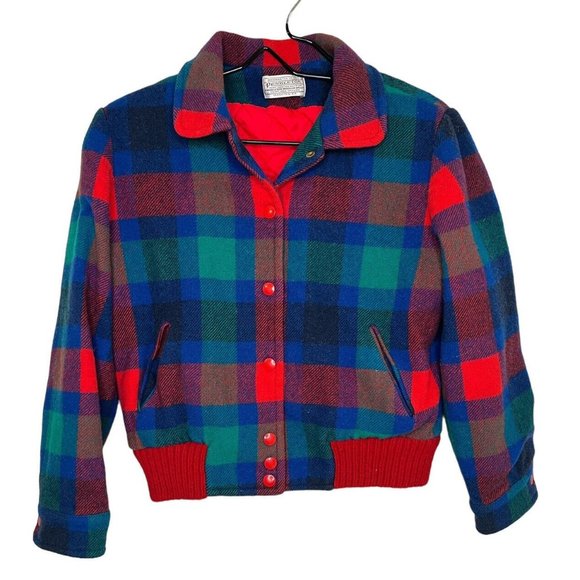 Pendleton Wool Jacket Kids Colorful Checkered Size Medium ? Thinsulate 80s 90s